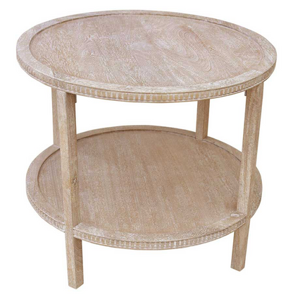 Amber 28" Round End Table - New White Wash