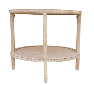 Amber 28" Round End Table - New White Wash