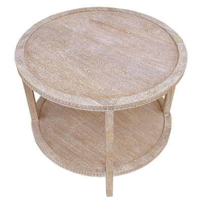 Amber 28" Round End Table - New White Wash