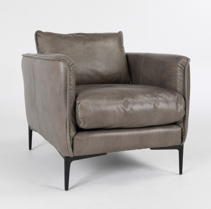 Amelia Top Grain Leather 32" Club Chair - Wolf