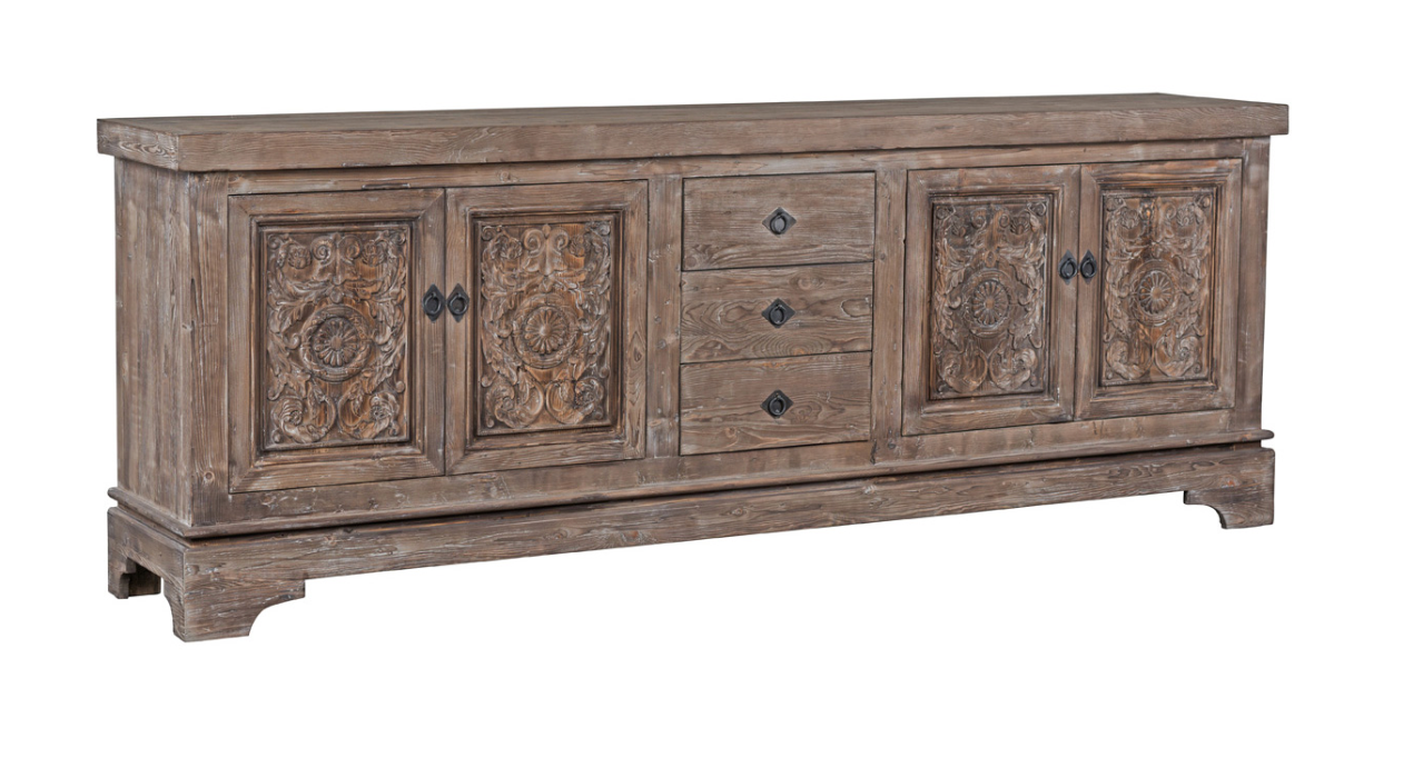 Amera 106" Wood + Iron Sideboard - Mocha
