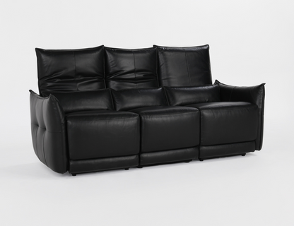 Helsinki 78" 3 Cushion Top Grain Leather Reclining Sofa -  Black