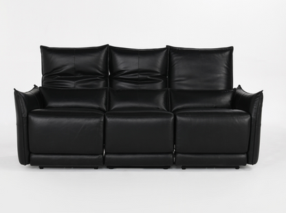 Helsinki 78" 3 Cushion Top Grain Leather Reclining Sofa -  Black