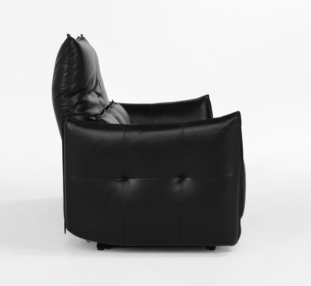 Helsinki 78" 3 Cushion Top Grain Leather Reclining Sofa -  Black