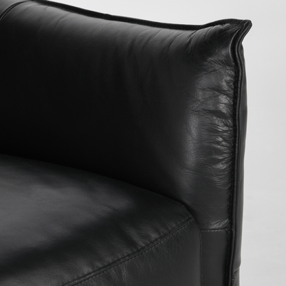 Helsinki 78" 3 Cushion Top Grain Leather Reclining Sofa -  Black