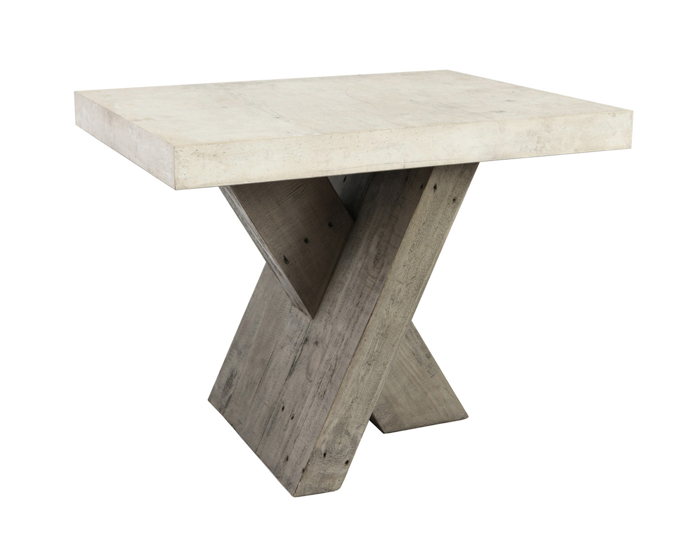 Tempe 28" X Base End Table - Reclaimed Pine + Concrete