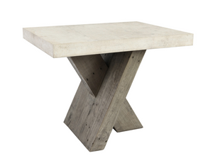 Tempe 28" X Base End Table - Reclaimed Pine + Concrete