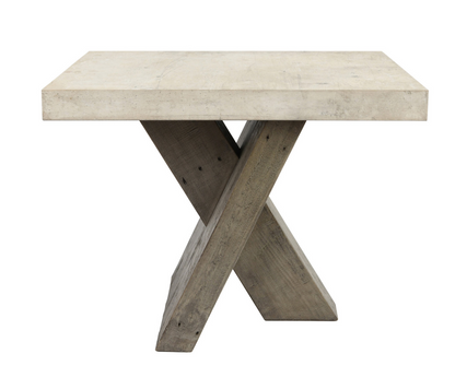 Tempe 28" X Base End Table - Reclaimed Pine + Concrete