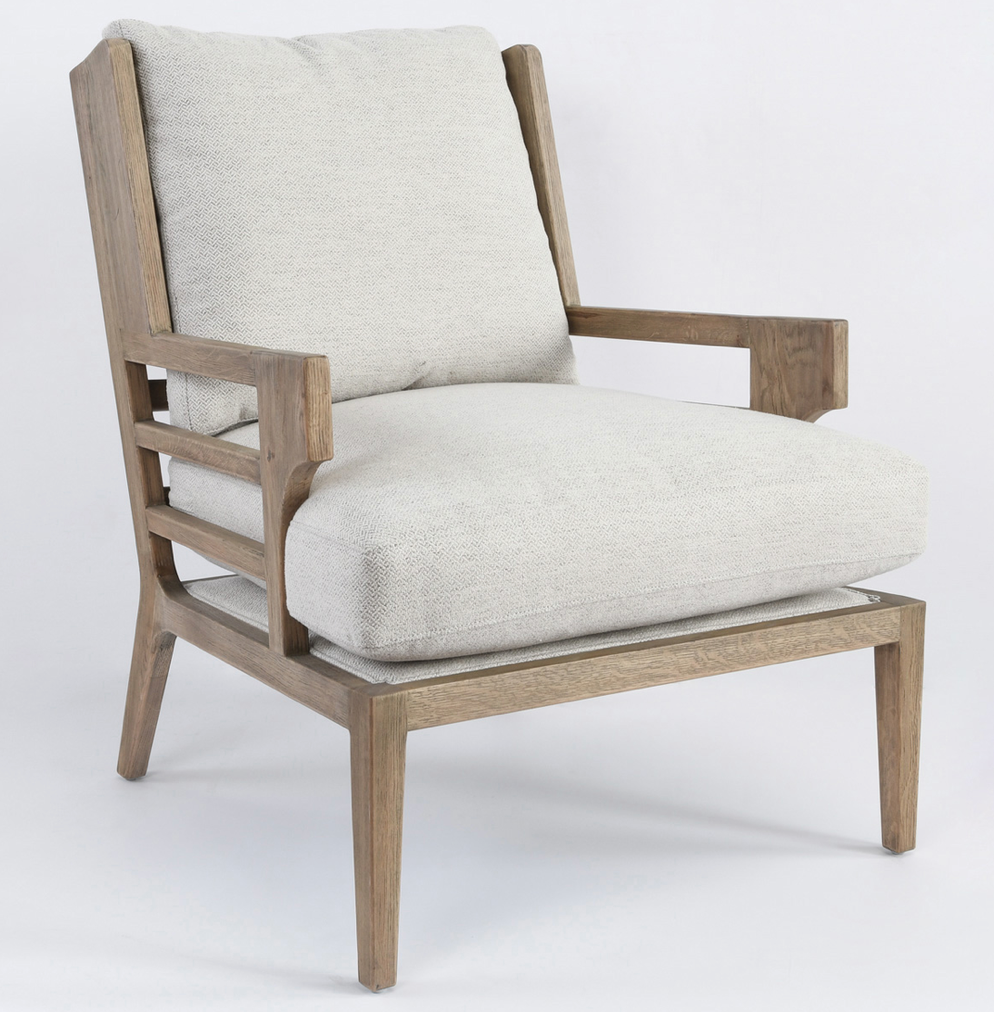 Abbott 30" Oak Accent Chair - Pearl Linen