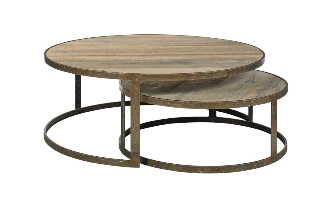 Larissa 43" Nesting Tables Set of 2 - Oak + Iron