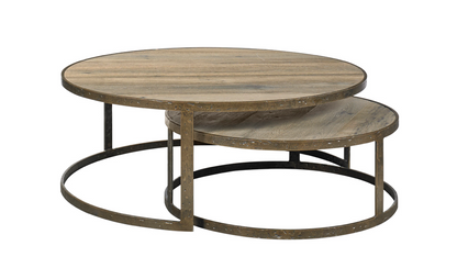 Larissa 43" Nesting Tables Set of 2 - Oak + Iron