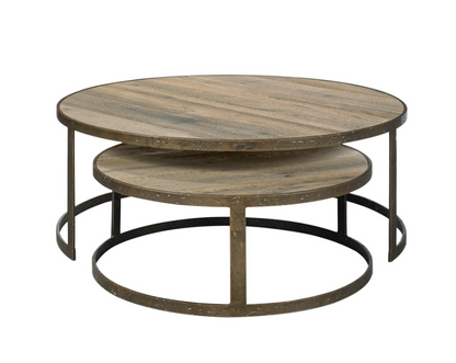 Larissa 43" Nesting Tables Set of 2 - Oak + Iron