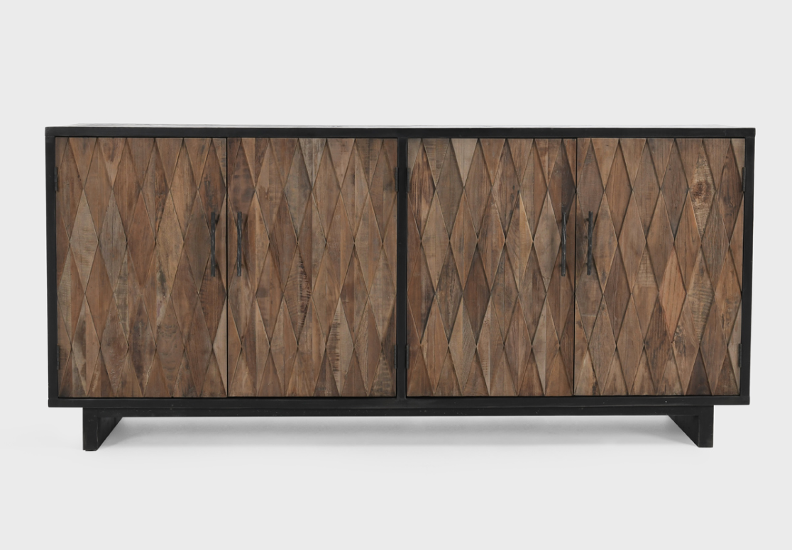 Dmitri 78" Reclaimed Elm 4 Door Sideboard - Ebony