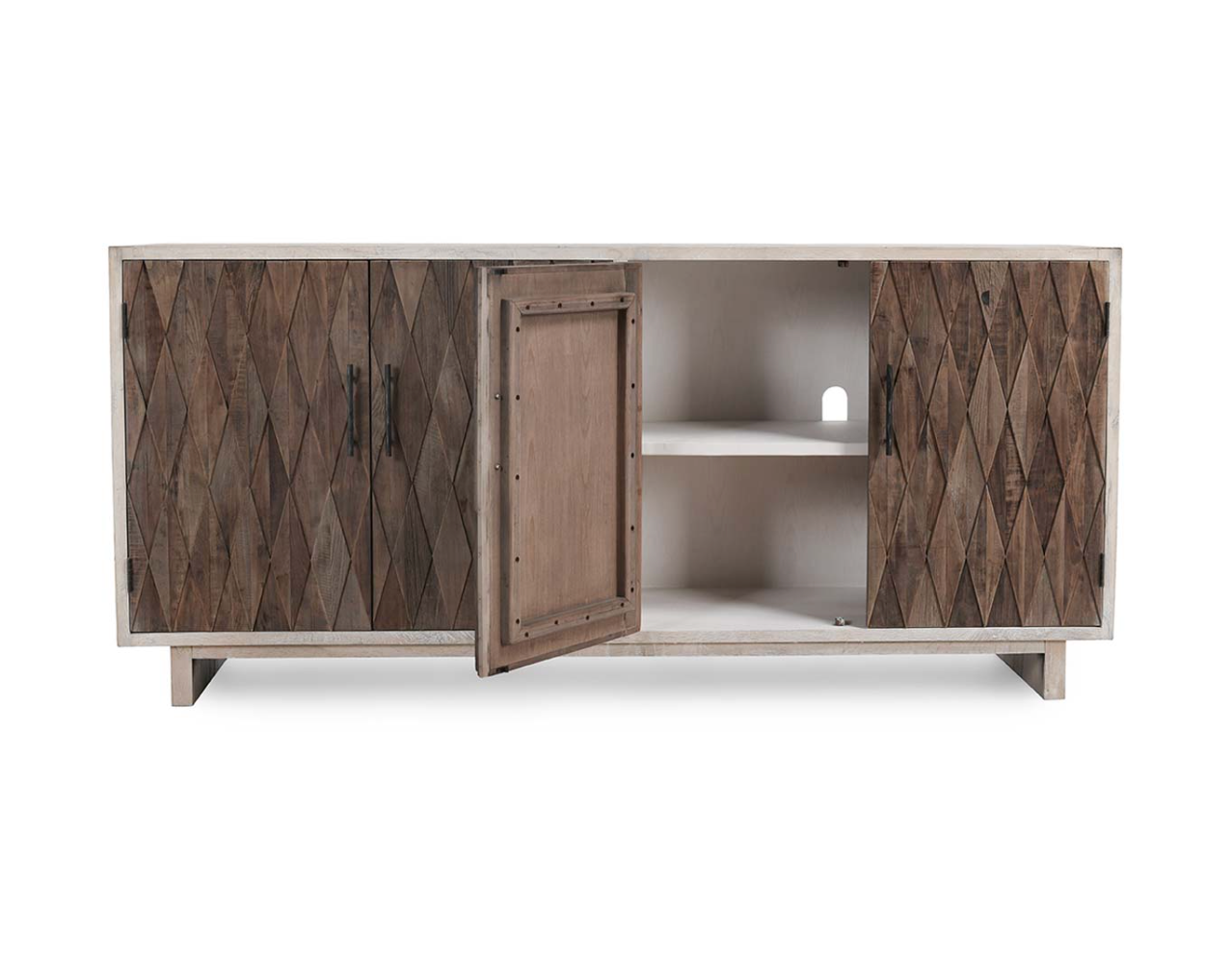 Dmitri 78" Reclaimed Elm 4 Door Sideboard - Light Oak