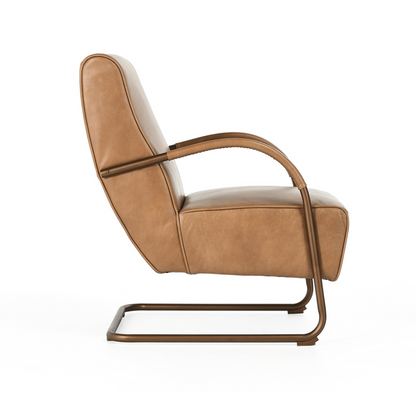 Flint 24" Top Grain Leather Chair - Toffee + Iron