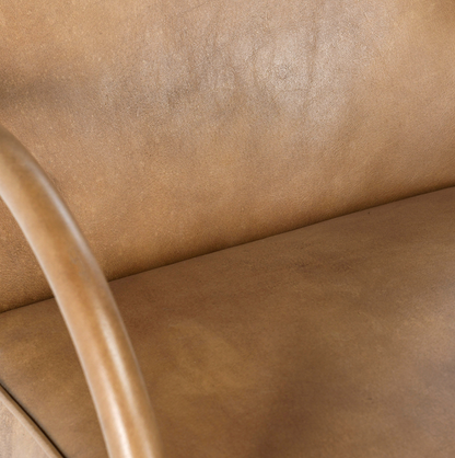 Flint 24" Top Grain Leather Chair - Toffee + Iron