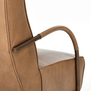 Flint 24" Top Grain Leather Chair - Toffee + Iron