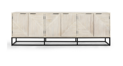 Lawrence 108" 6 Door Sideboard - Antique Alabaster + Iron