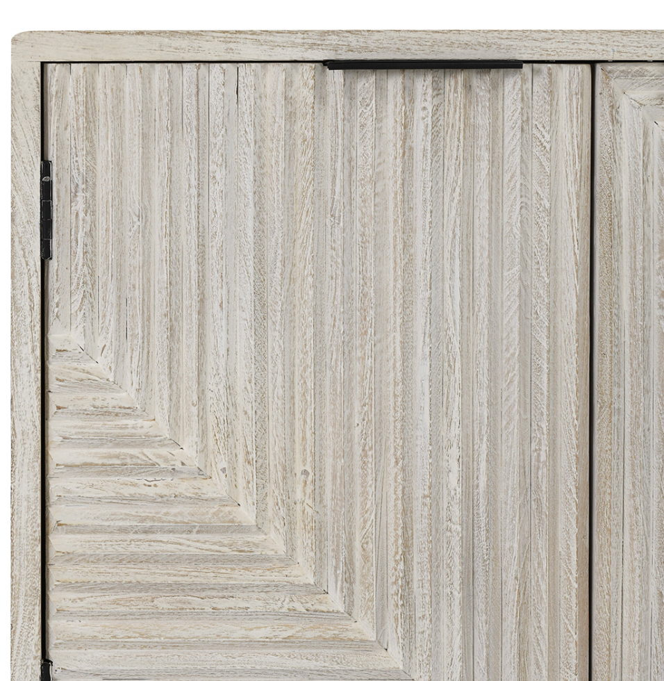 Lawrence 108" 6 Door Sideboard - Antique Alabaster + Iron