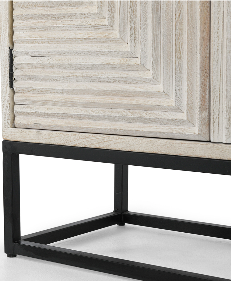 Lawrence 108" 6 Door Sideboard - Antique Alabaster + Iron