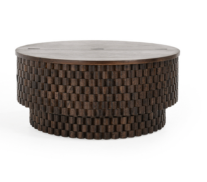 Madeira 40" Round Storage Coffee Table - Espresso Bean