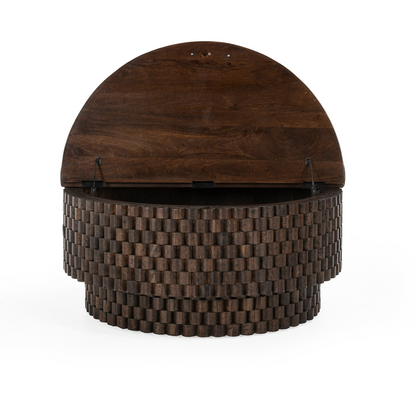 Madeira 40" Round Storage Coffee Table - Espresso Bean