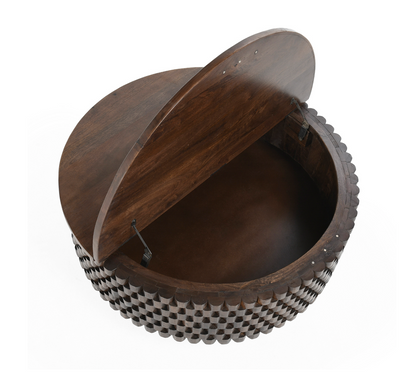 Madeira 40" Round Storage Coffee Table - Espresso Bean