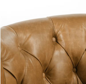 Thatcher 33" Tufted Top Grain Leather Swivel Chair - Butterscotch