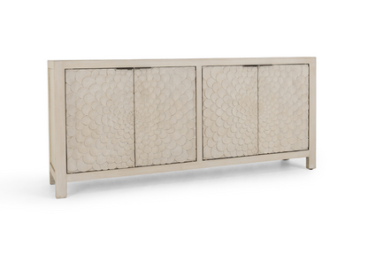 Dahlia 86" 4 Door Hand Carved Sideboard - Cream