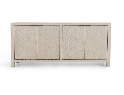 Dahlia 86" 4 Door Hand Carved Sideboard - Cream