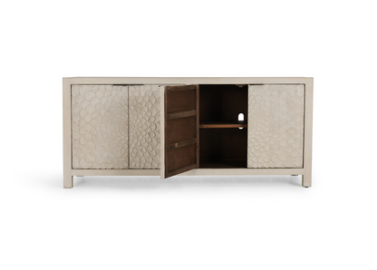 Dahlia 86" 4 Door Hand Carved Sideboard - Cream