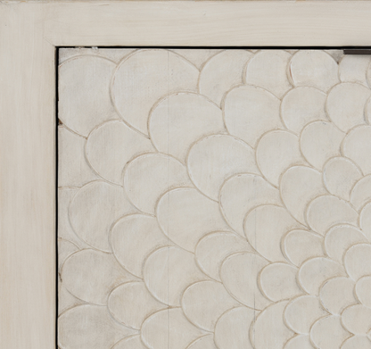 Dahlia 86" 4 Door Hand Carved Sideboard - Cream
