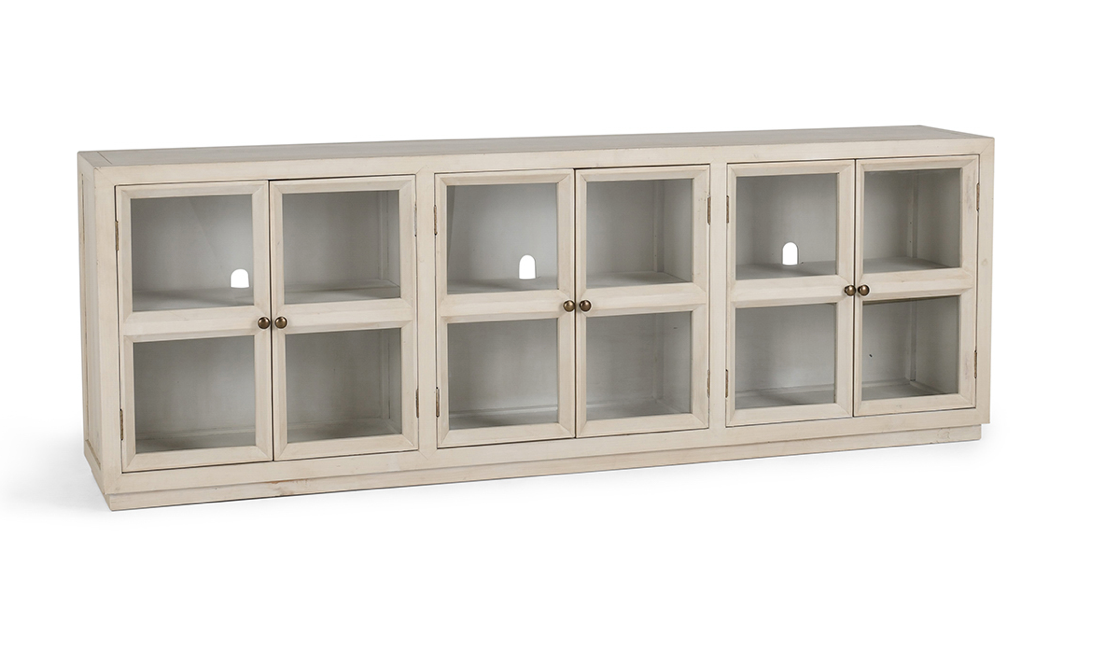 Jaye 103" 6 Door Glass Front Sideboard - Cream