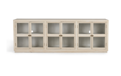 Jaye 103" 6 Door Glass Front Sideboard - Cream