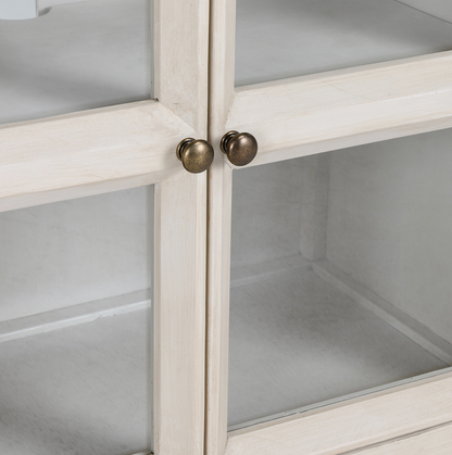 Jaye 103" 6 Door Glass Front Sideboard - Cream