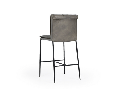 Wesley Top Grain Counter Stool - Gray + Iron