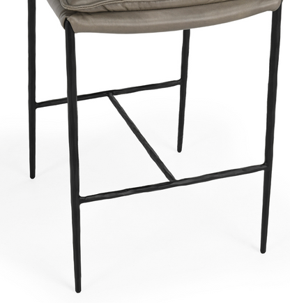 Wesley Top Grain Counter Stool - Gray + Iron