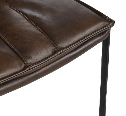 Wesley Top Grain Leather Counter Stool - Chocolate + Iron