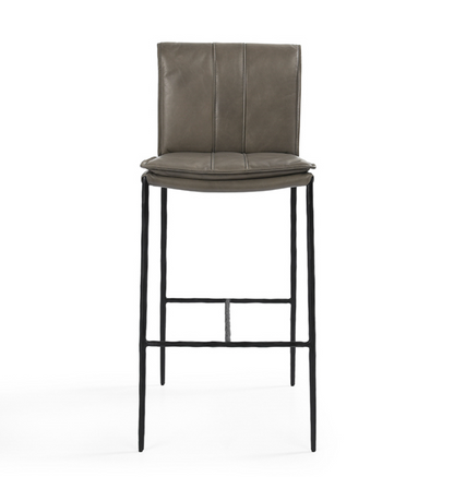 Wesley Top Grain Bar Stool - Gray + Iron