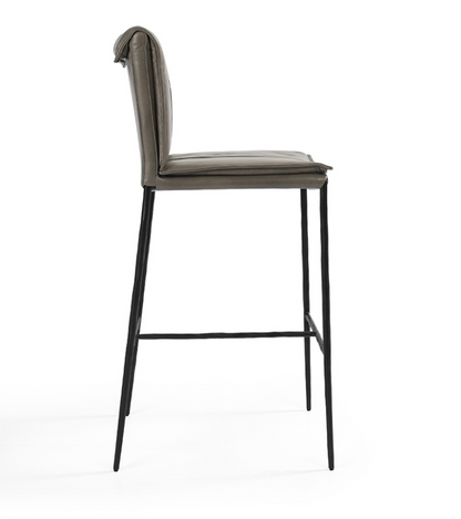 Wesley Top Grain Bar Stool - Gray + Iron