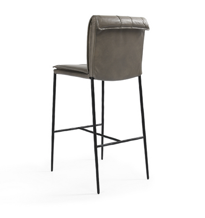 Wesley Top Grain Bar Stool - Gray + Iron