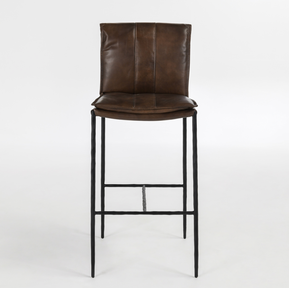Wesley Top Grain Bar Stool - Chocolate + Iron