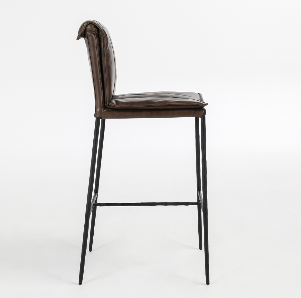Wesley Top Grain Bar Stool - Chocolate + Iron
