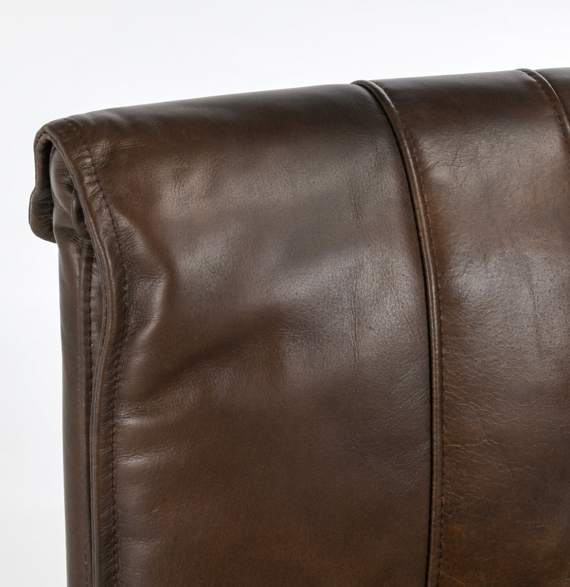 Wesley Top Grain Bar Stool - Chocolate + Iron