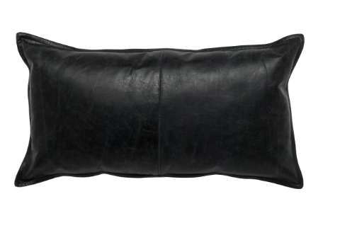 Derrick 14" x 26" Leather Pillow - Dexter Onyx - Classic Carolina Home