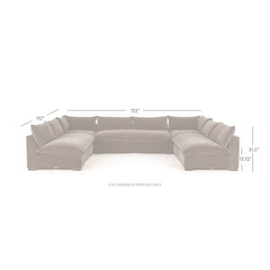Ghent 152" Bench Seat Sectional - Crypton Charcoal - Classic Carolina Home