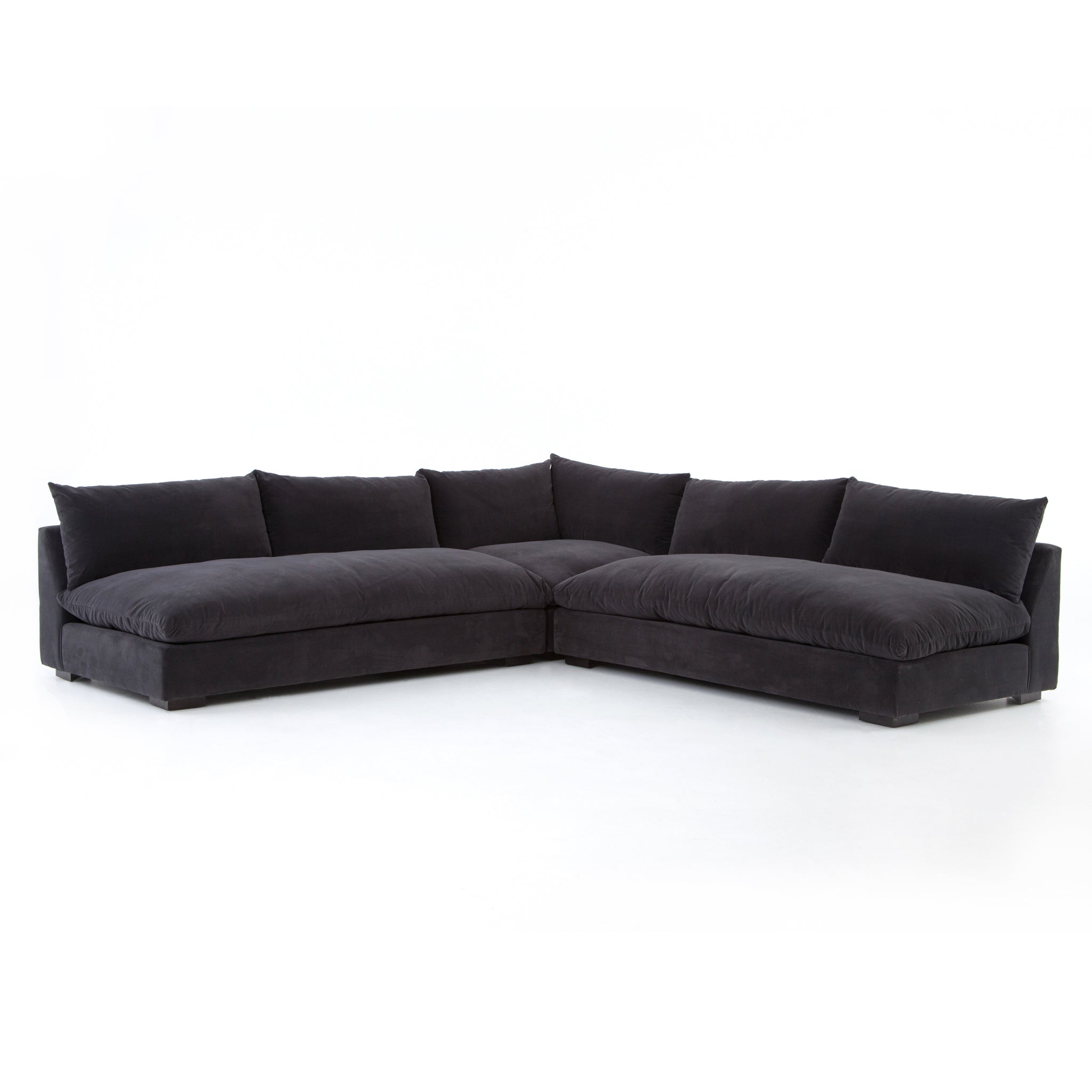 Ghent 112" Bench Seat Sectional - Crypton Charcoal - Classic Carolina Home