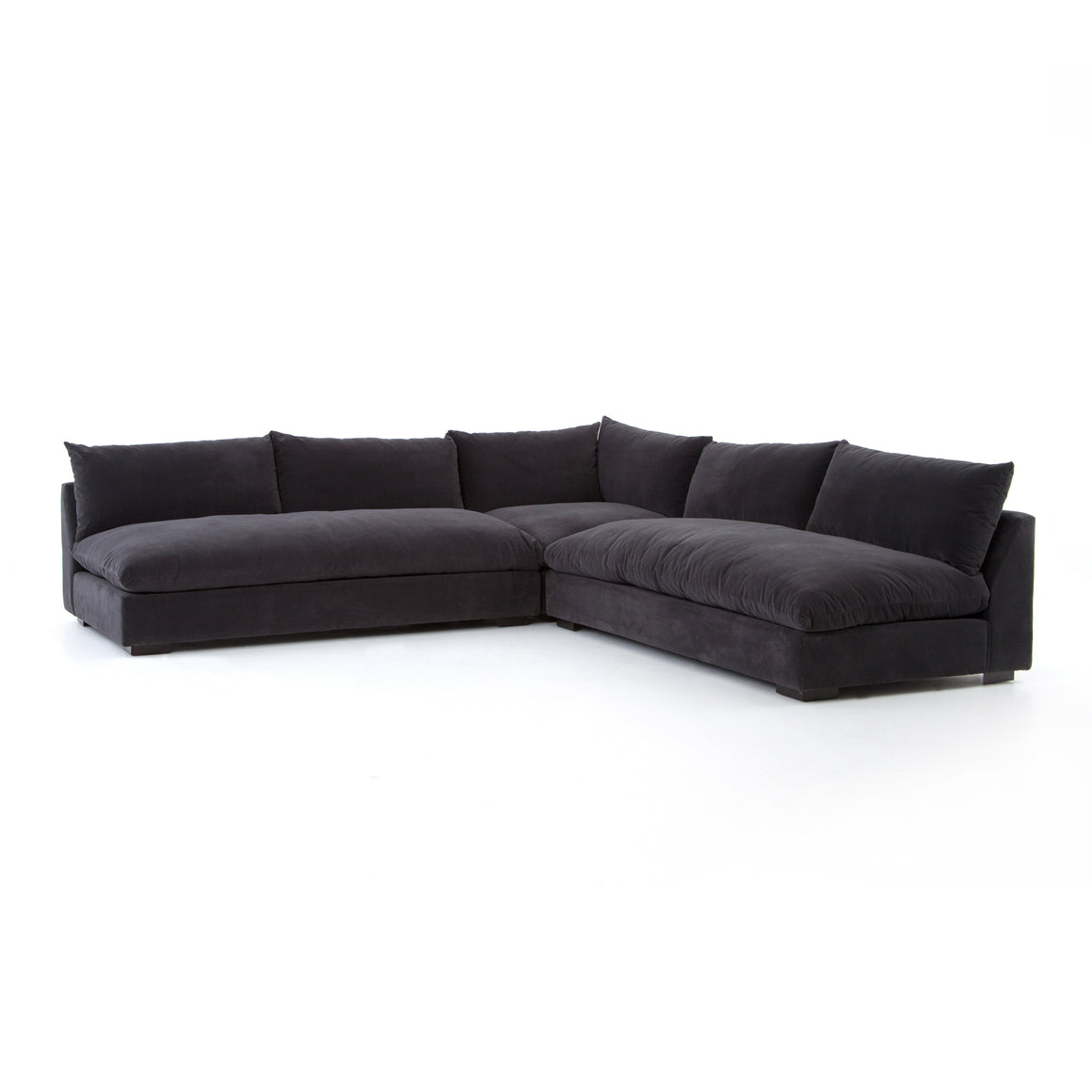 Ghent 112" Bench Seat Sectional - Crypton Charcoal - Classic Carolina Home