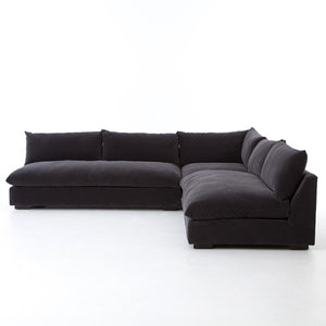 Ghent 112" Bench Seat Sectional - Crypton Charcoal - Classic Carolina Home