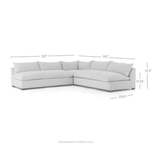 Ghent 112" Bench Seat Sectional - Crypton Oatmeal - Classic Carolina Home